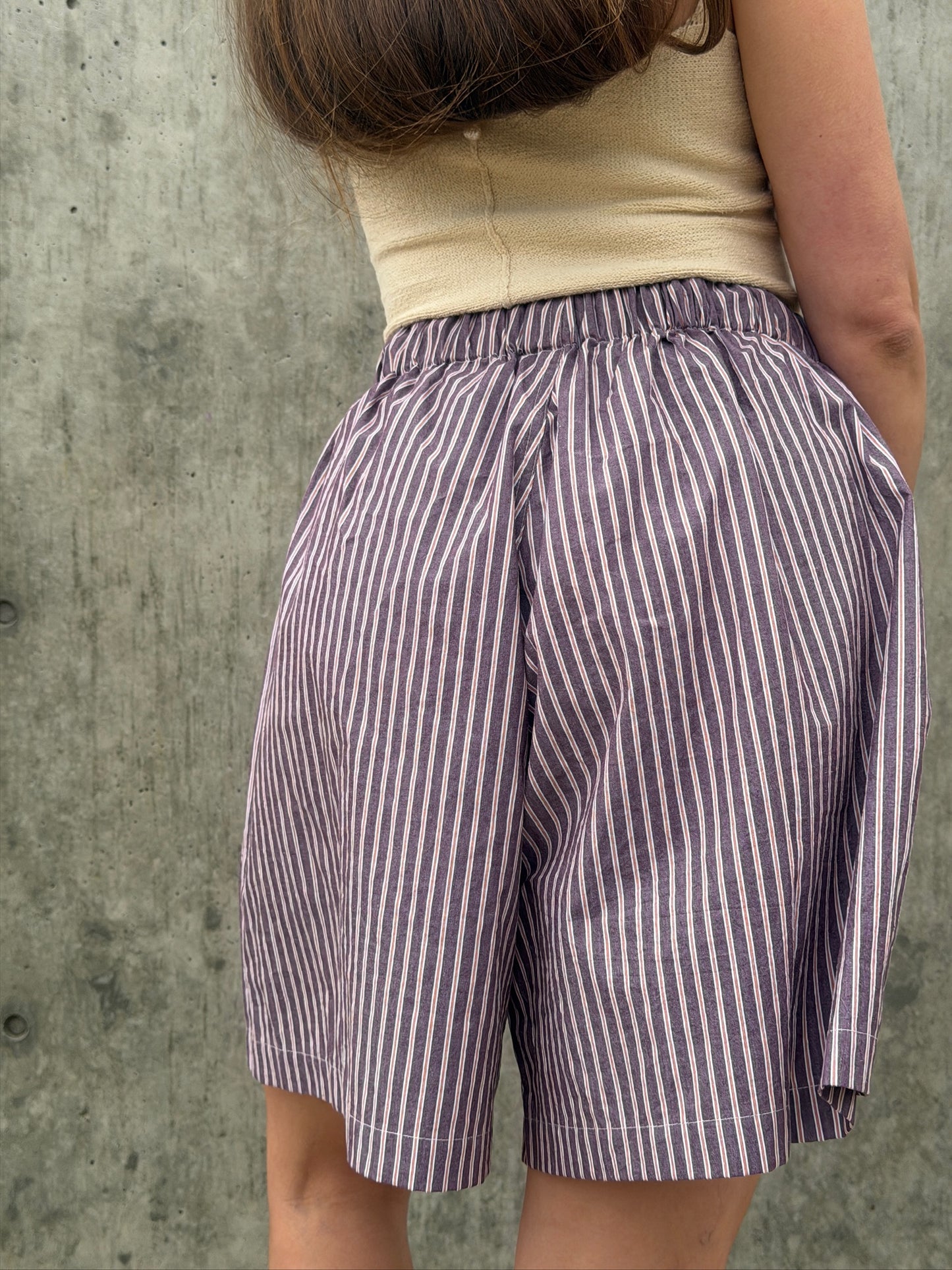 June Shorts - Brown Stripe