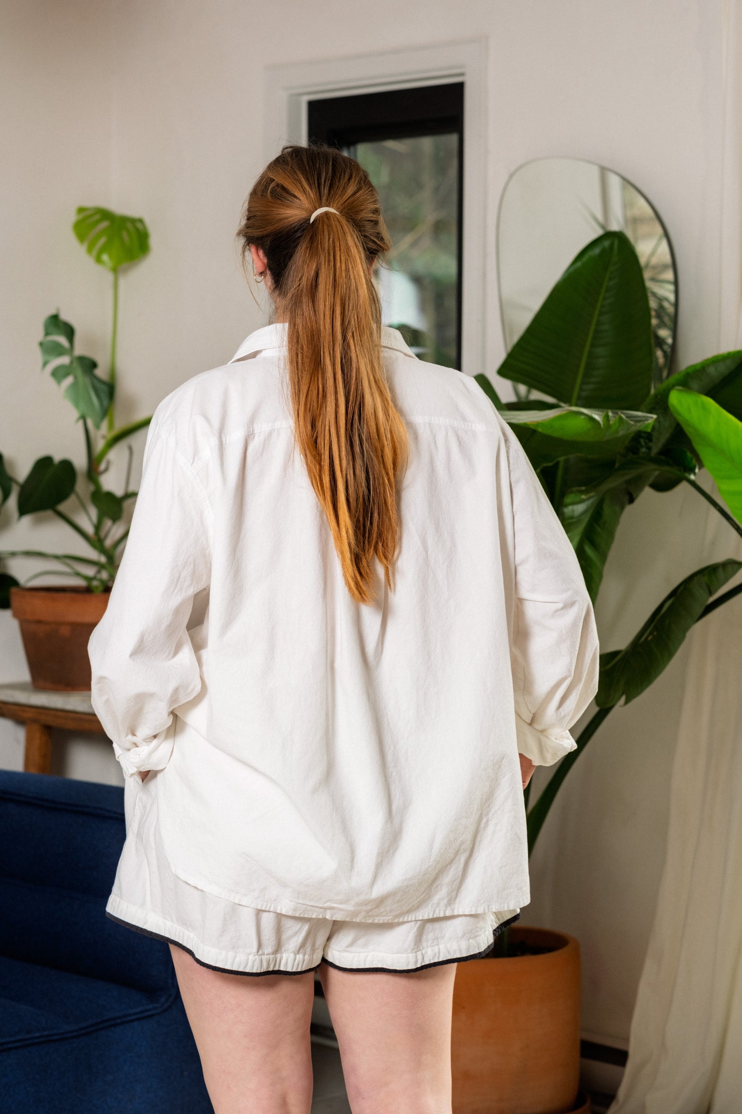 Ellis Shorts - White with Black Piping