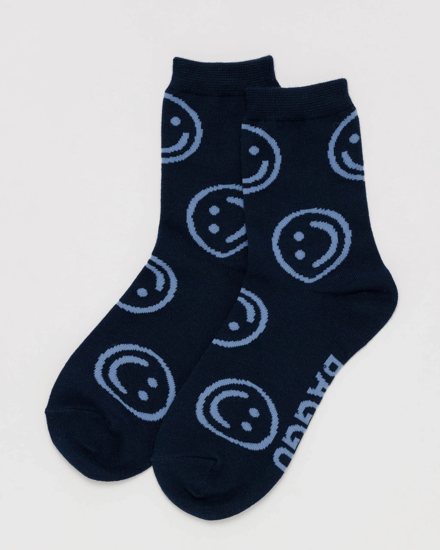 Baggu Crew Sock - Navy Happy