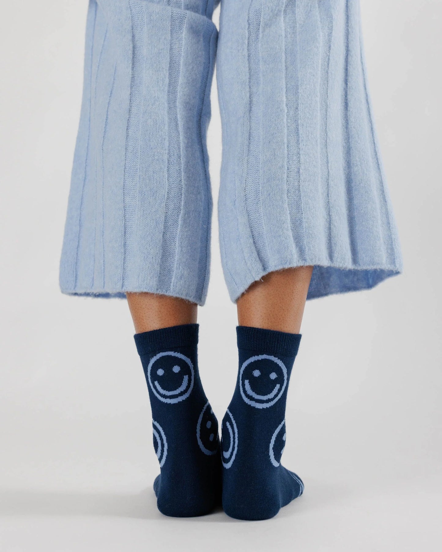 Baggu Crew Sock - Navy Happy