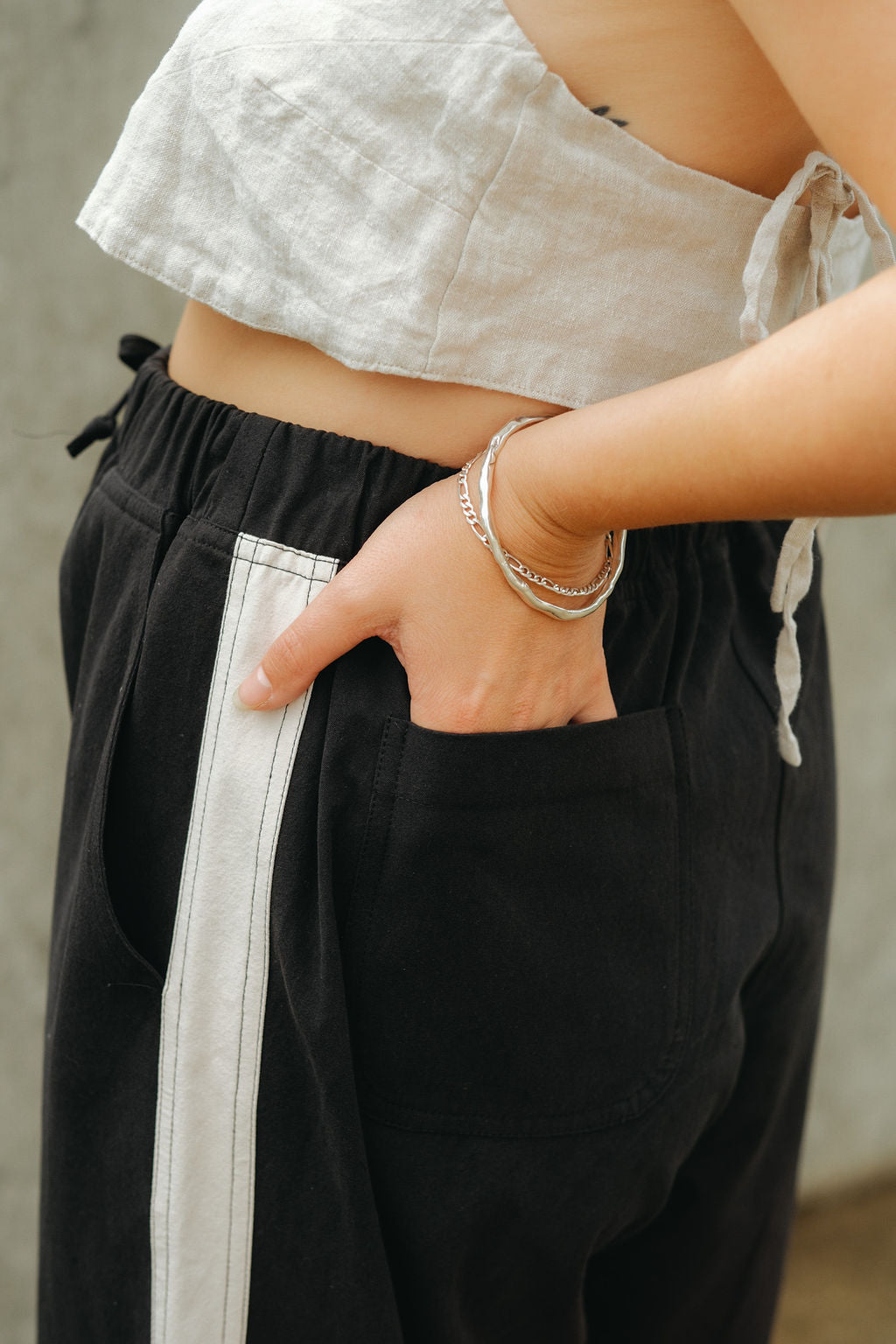 Jules Pant - Black with White Stripe