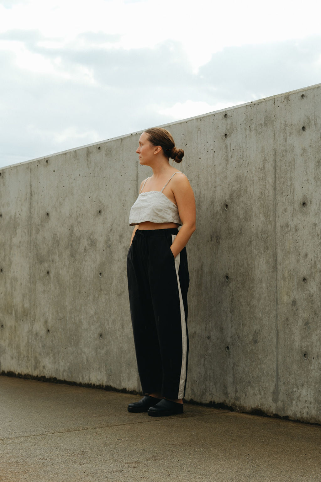 Jules Pant - Black with White Stripe