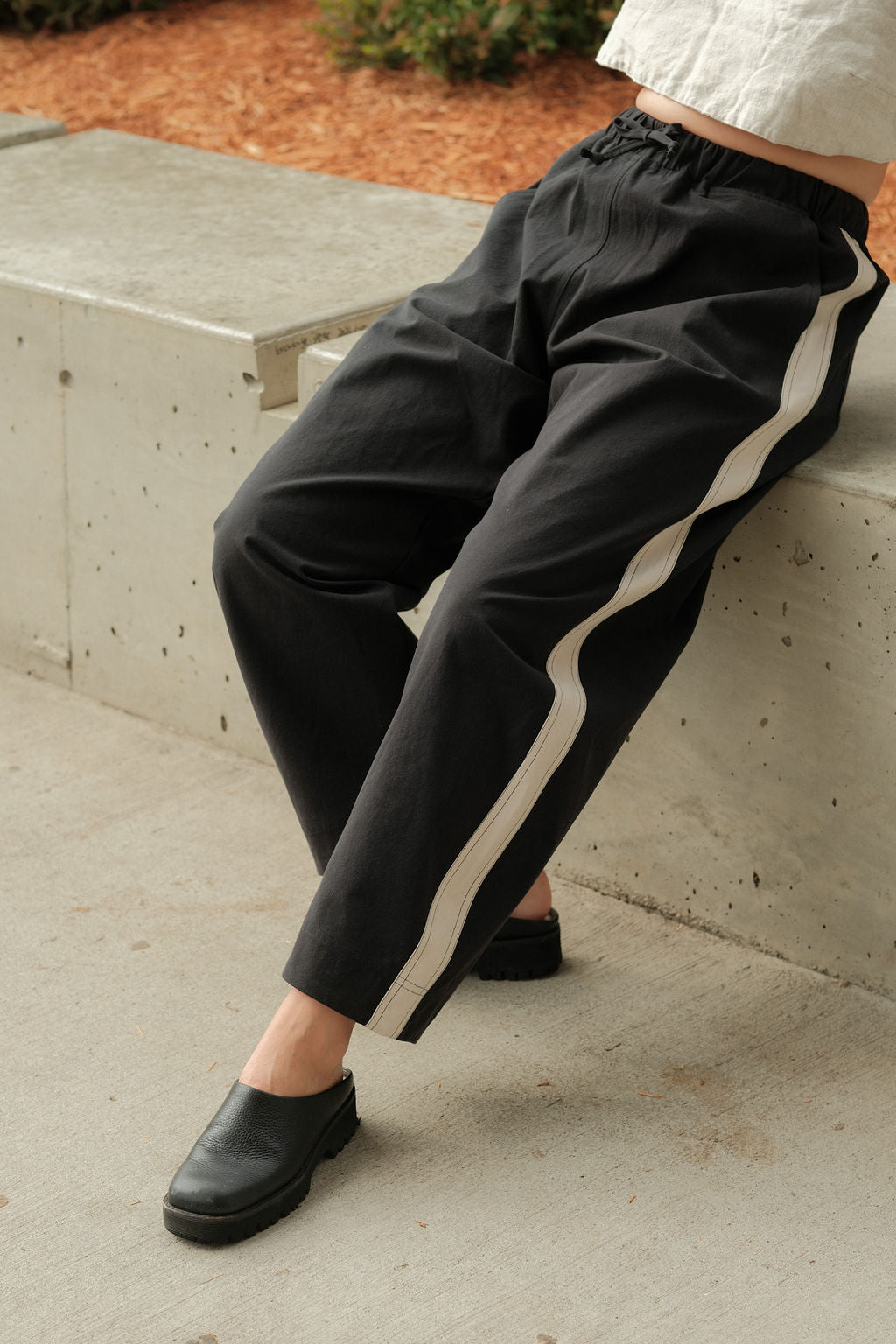 Jules Pant - Black with White Stripe