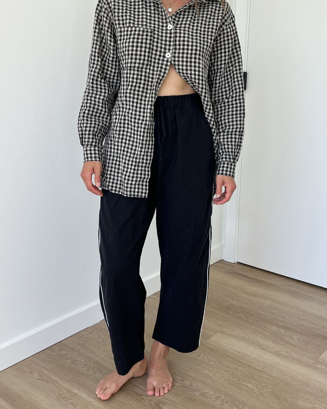 Jules Pant -Black with White Piping
