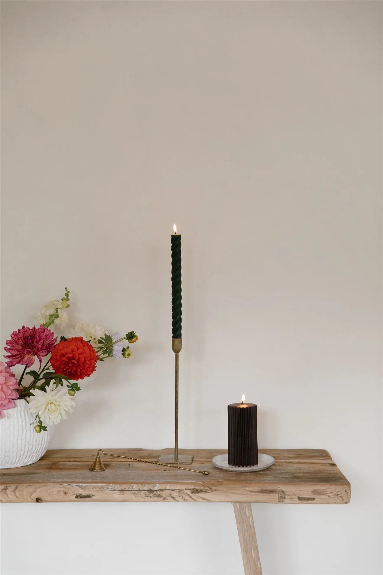 Crowfoot Collective Beeswax Fluted Pillar Candle - Oxblood