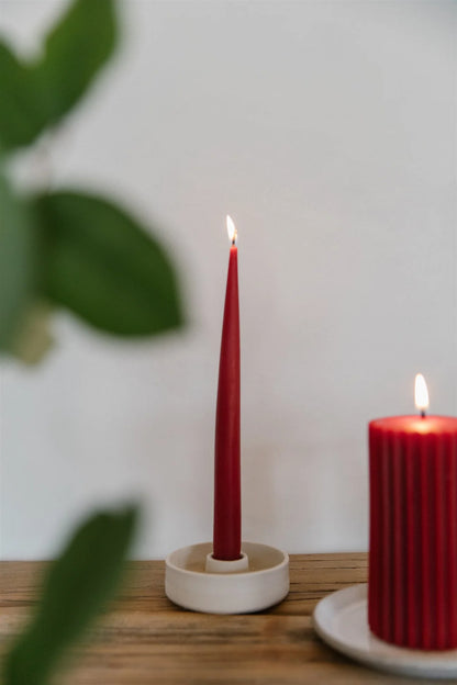 Crowfoot Collective Beeswax Fluted Pillar Candle - Cranberry