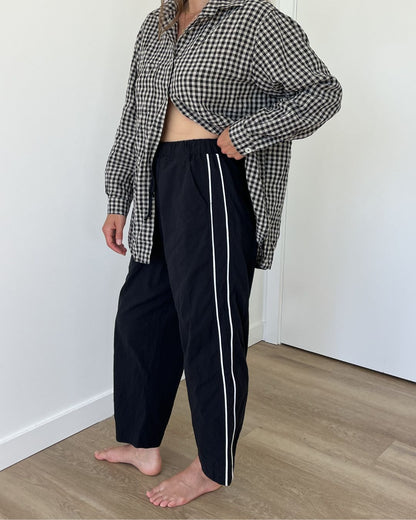 Jules Pant -Black with White Piping