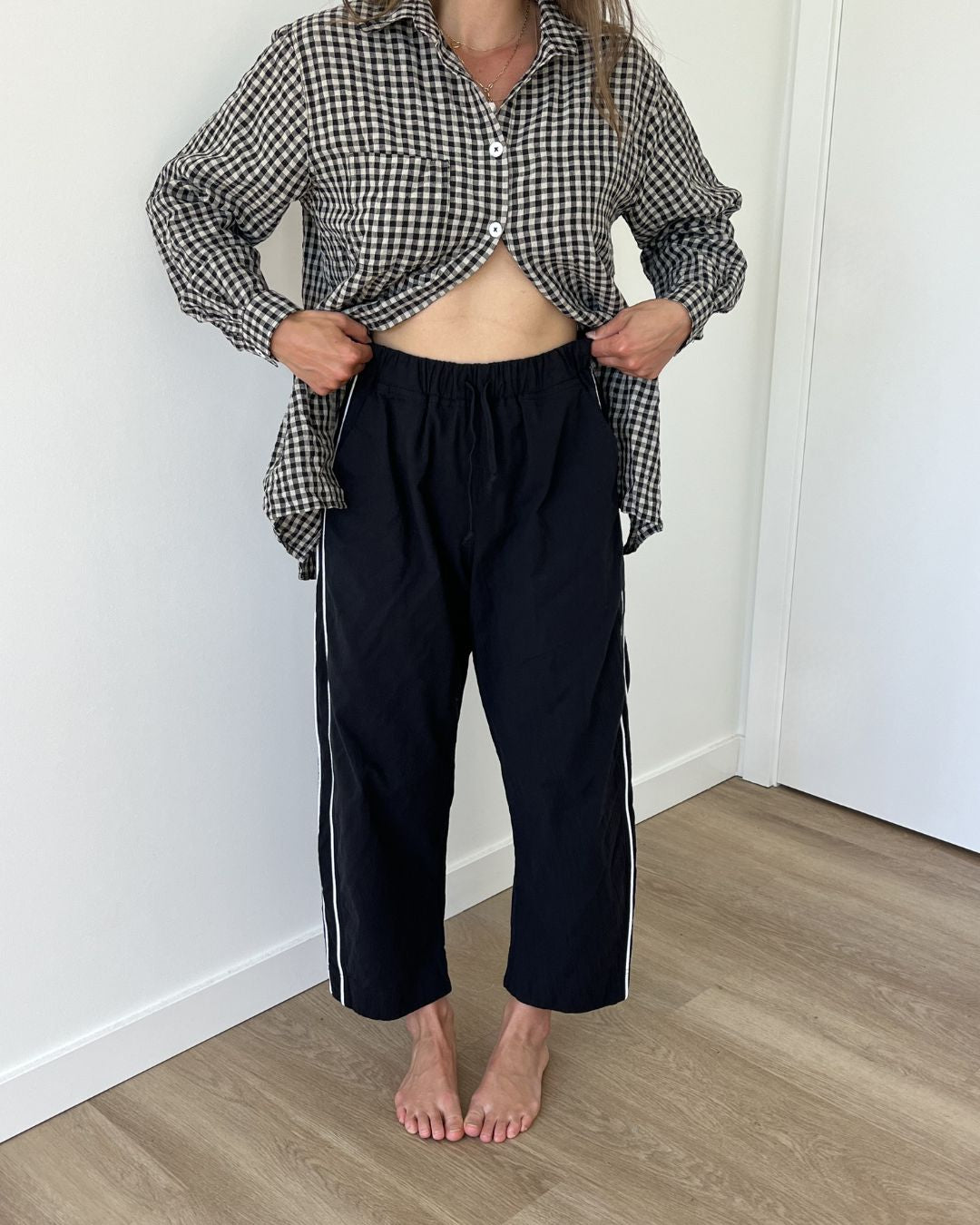 Jules Pant -Black with White Piping