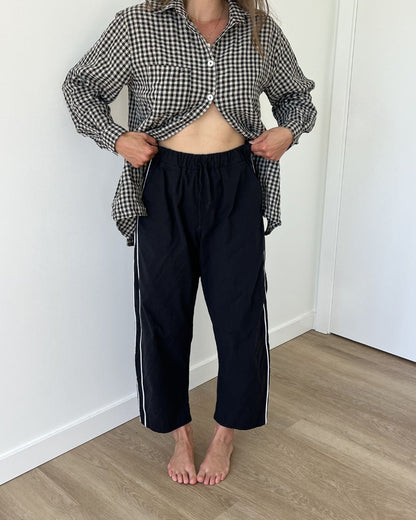 Jules Pant -Black with White Piping