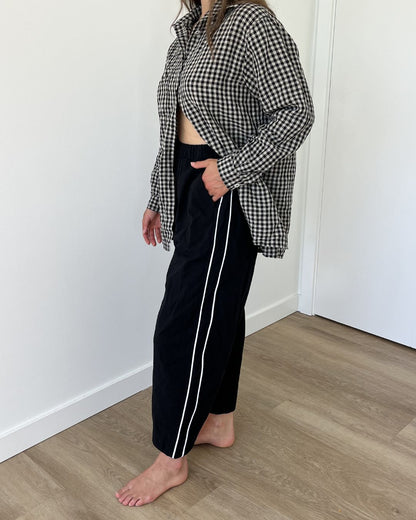 Jules Pant -Black with White Piping