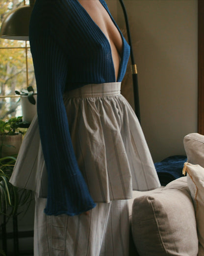 Peplum Skirt - White Stripe