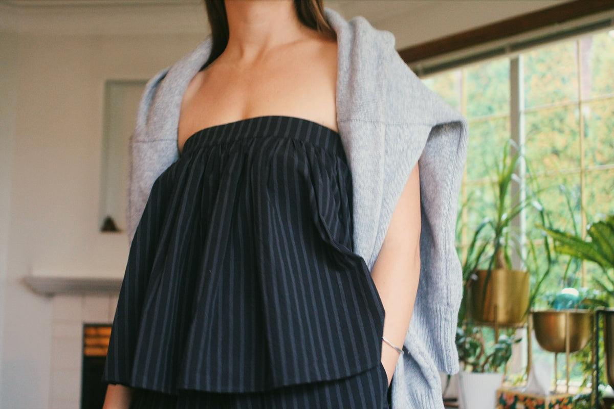 Peplum Skirt - Black Stripe