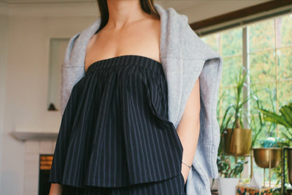 Peplum Skirt - Black Stripe