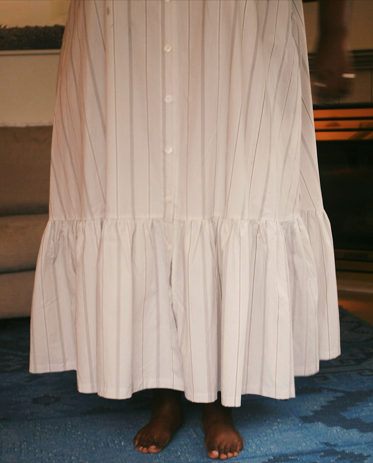 Valentina Dress - White Stripe