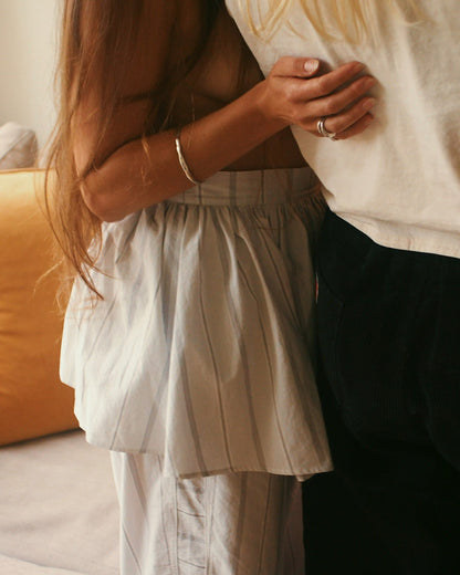 Peplum Skirt - White Stripe