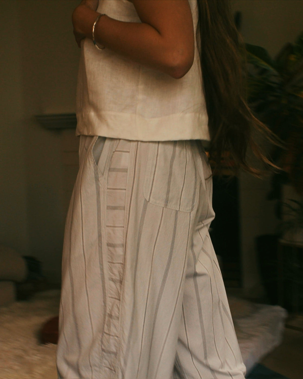 Jules Pant -White Stripe
