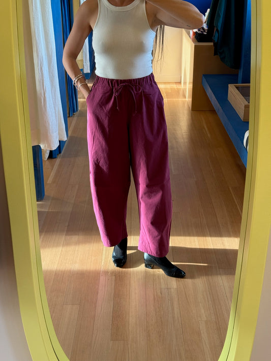 Jules Pant -Berry and Pink Piping
