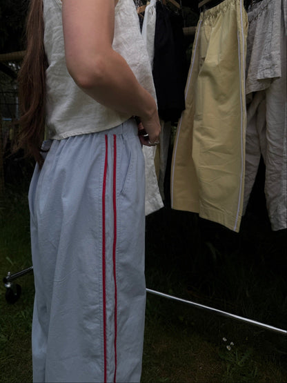 Jules Pant -Mist with Red Piping