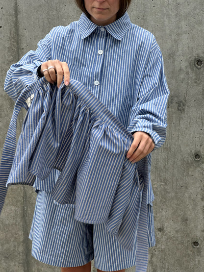Peplum Skirt - Blue Stripe
