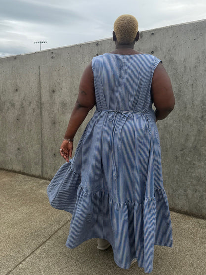 Valentina Dress - Blue Stripe