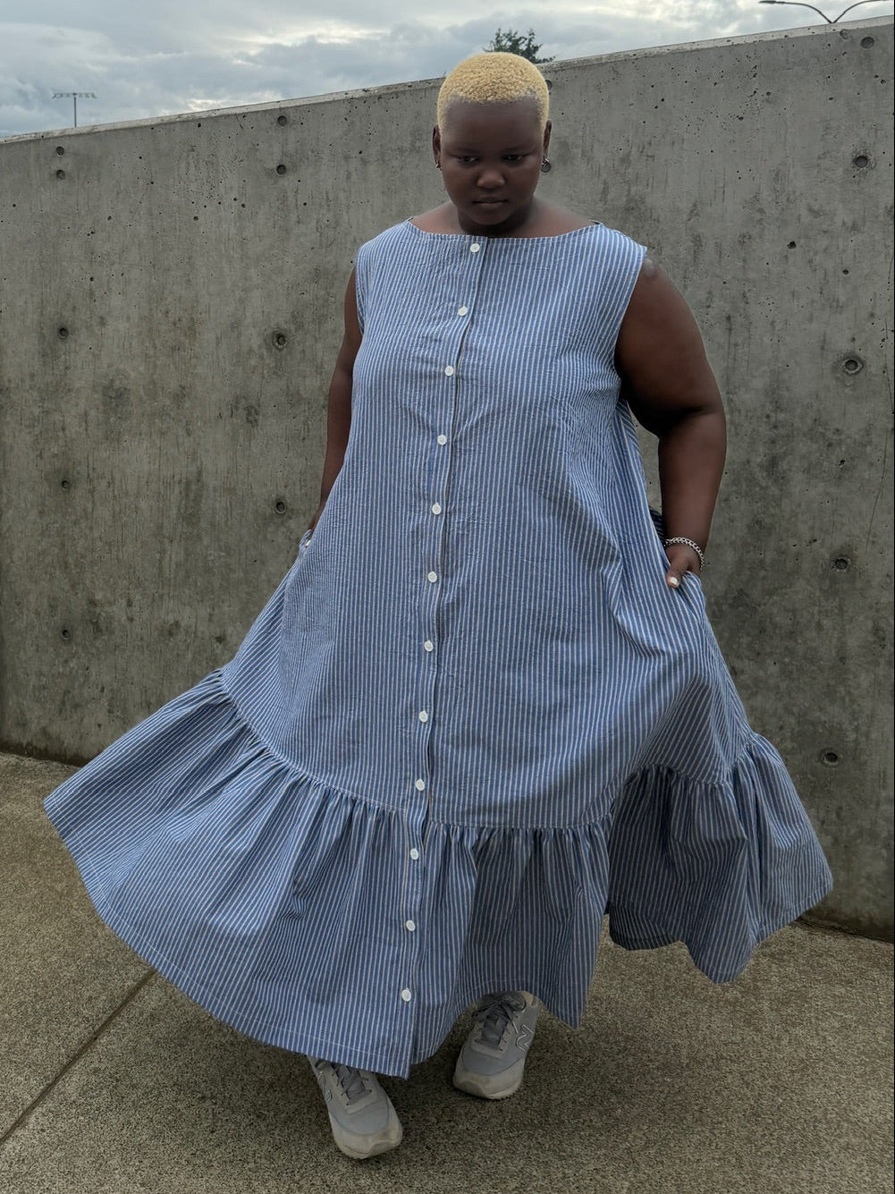 Valentina Dress - Blue Stripe