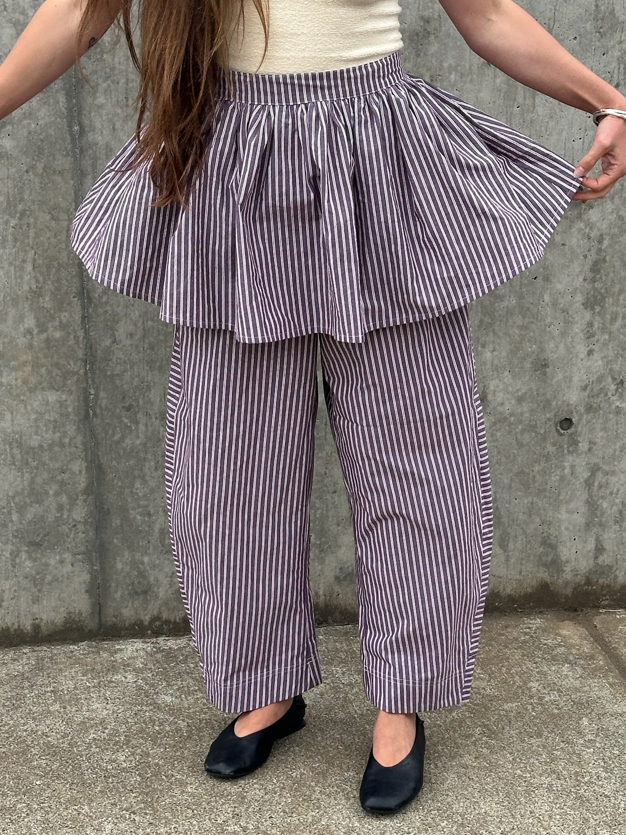 Peplum Skirt - Brown Stripe