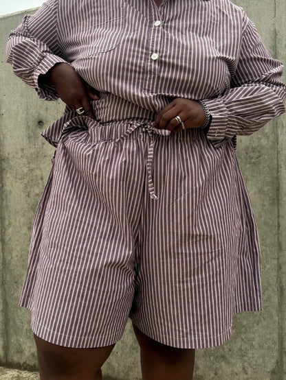 June Shorts - Brown Stripe