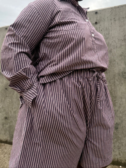 June Shorts - Brown Stripe