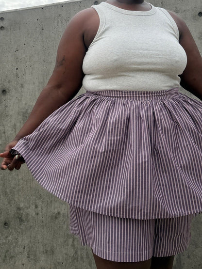 Peplum Skirt - Brown Stripe