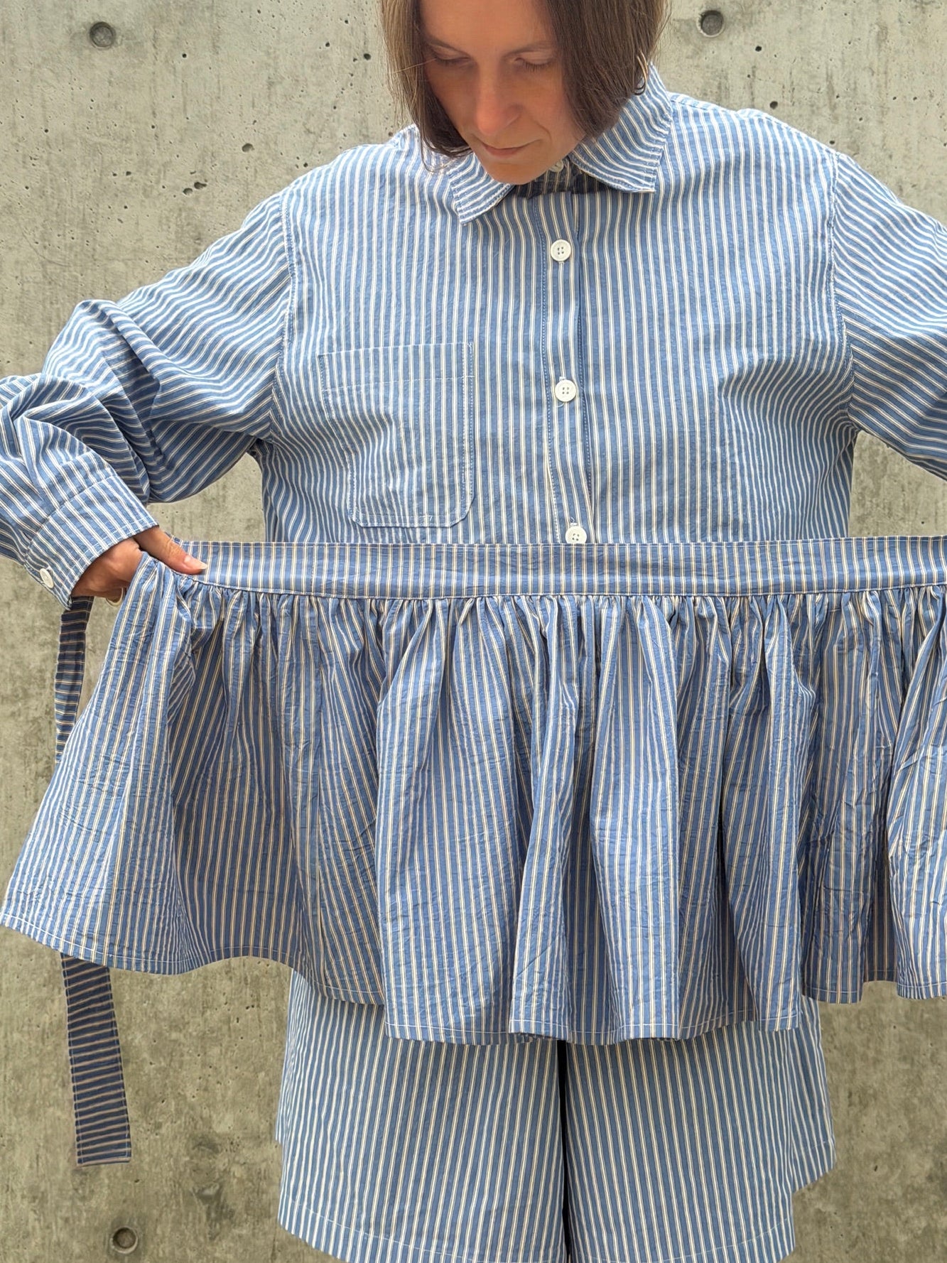 Peplum Skirt - Blue Stripe
