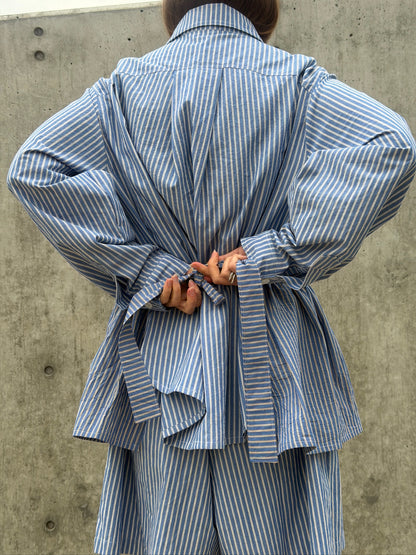 Peplum Skirt - Blue Stripe