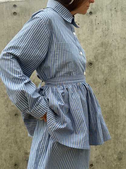 Peplum Skirt - Blue Stripe
