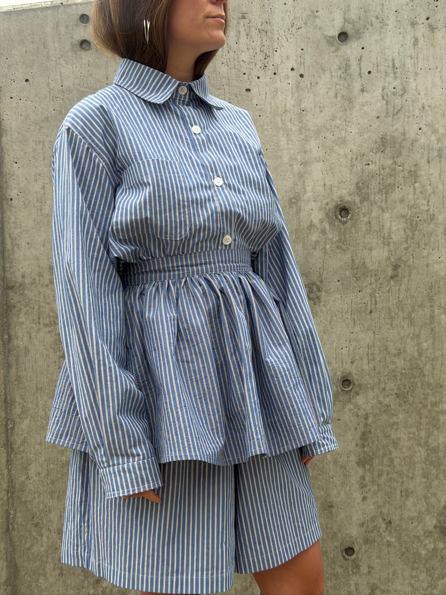 Peplum Skirt - Blue Stripe