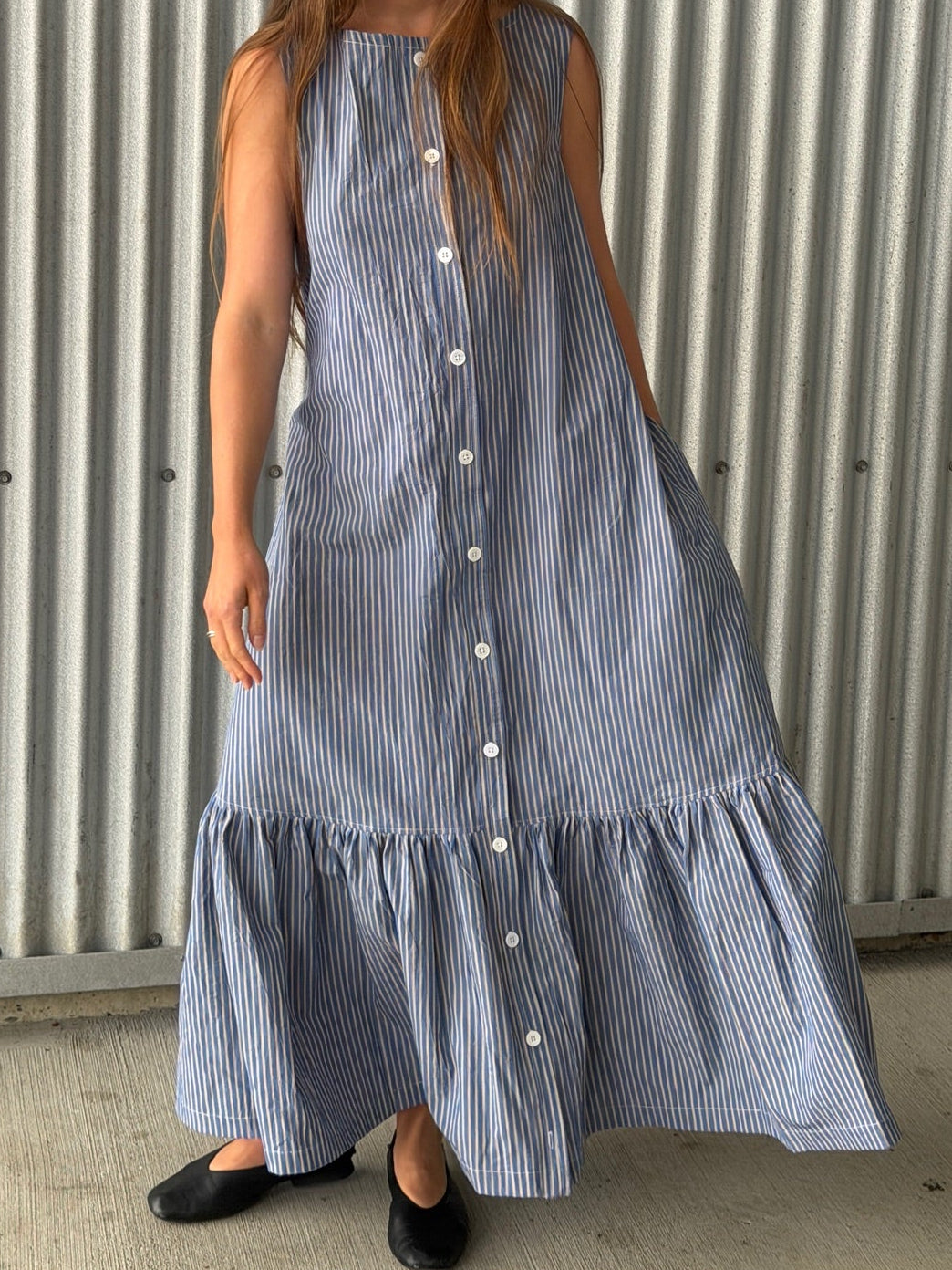 Valentina Dress - Blue Stripe