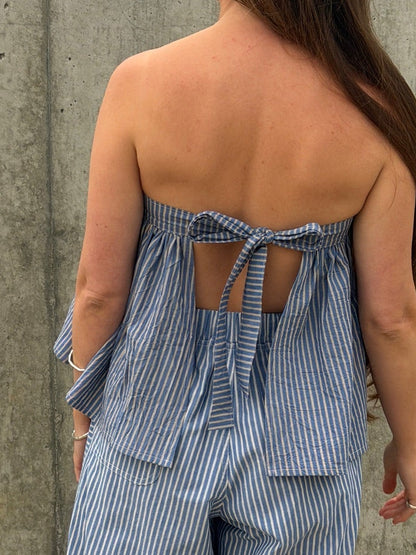 Peplum Skirt - Blue Stripe