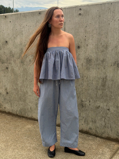 Peplum Skirt - Blue Stripe