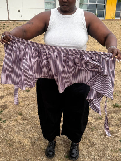 Peplum Skirt - Brown Stripe