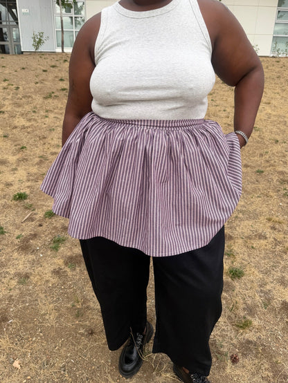 Peplum Skirt - Brown Stripe