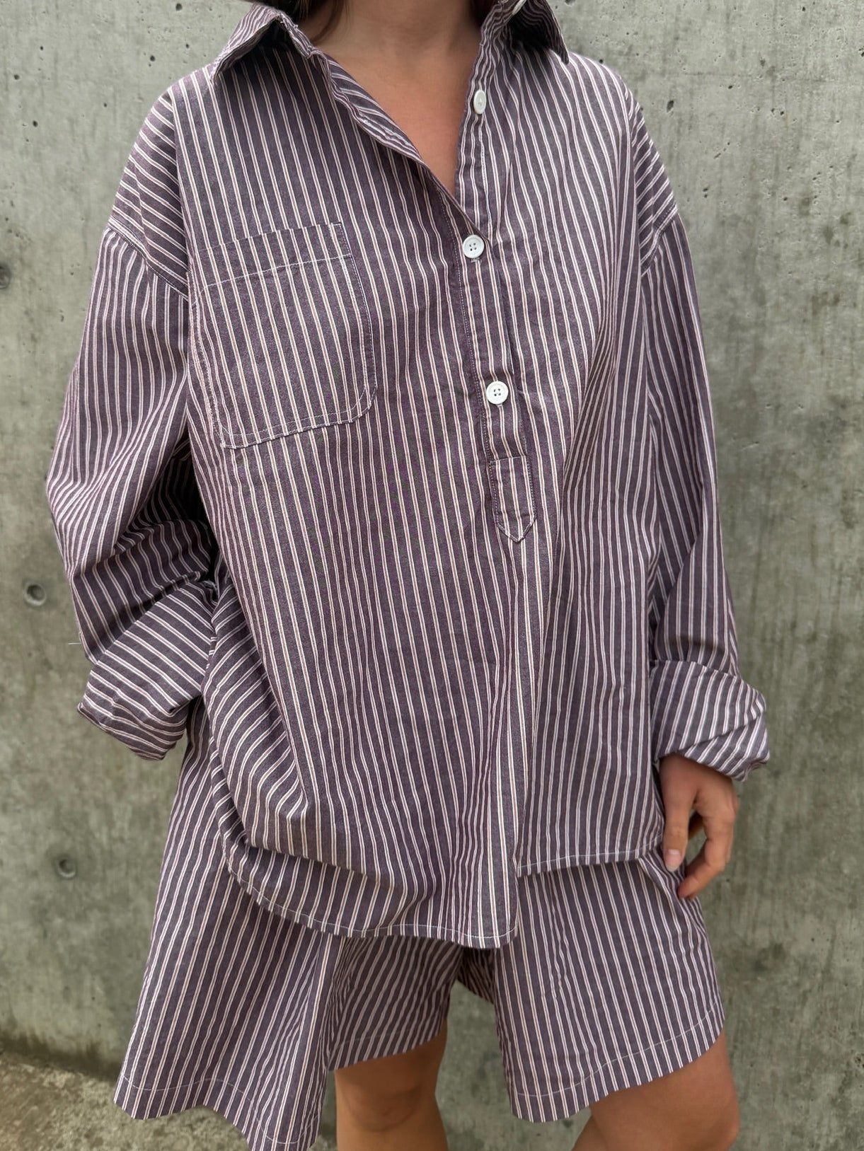 June Shorts - Brown Stripe