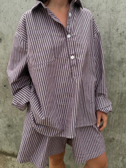 June Shorts - Brown Stripe