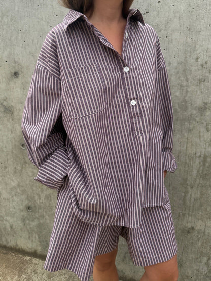 June Pullover - Brown Stripe