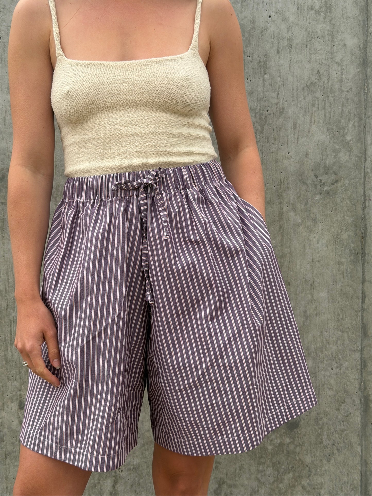 June Shorts - Brown Stripe