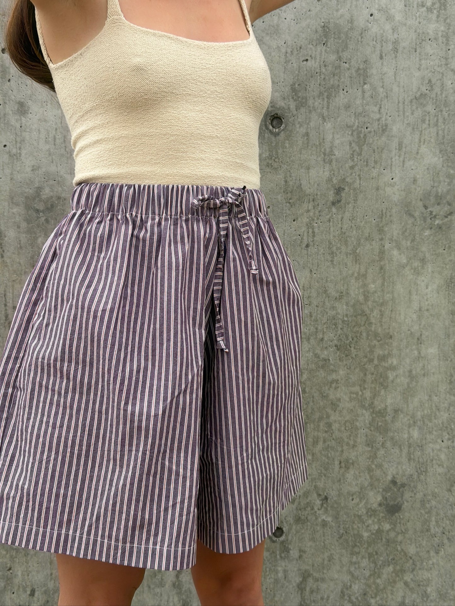 June Shorts - Brown Stripe