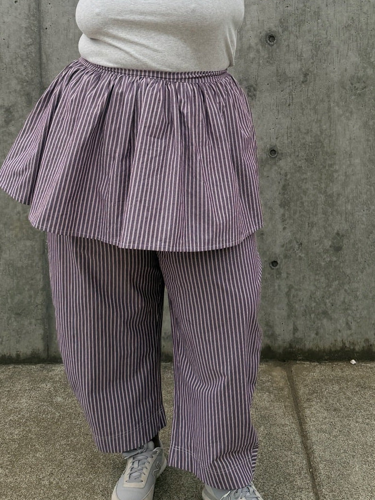 Peplum Skirt - Brown Stripe