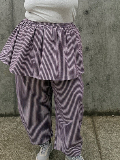 Peplum Skirt - Brown Stripe