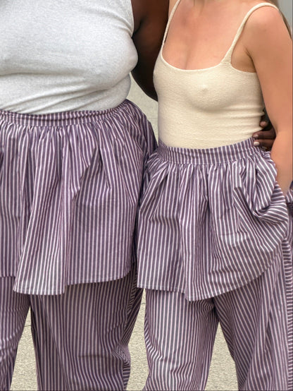 Peplum Skirt - Brown Stripe