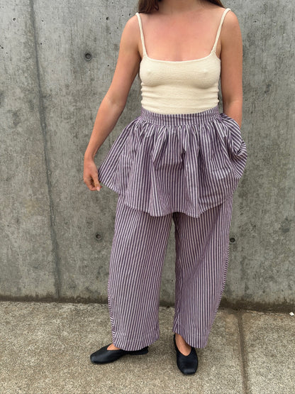 Peplum Skirt - Brown Stripe