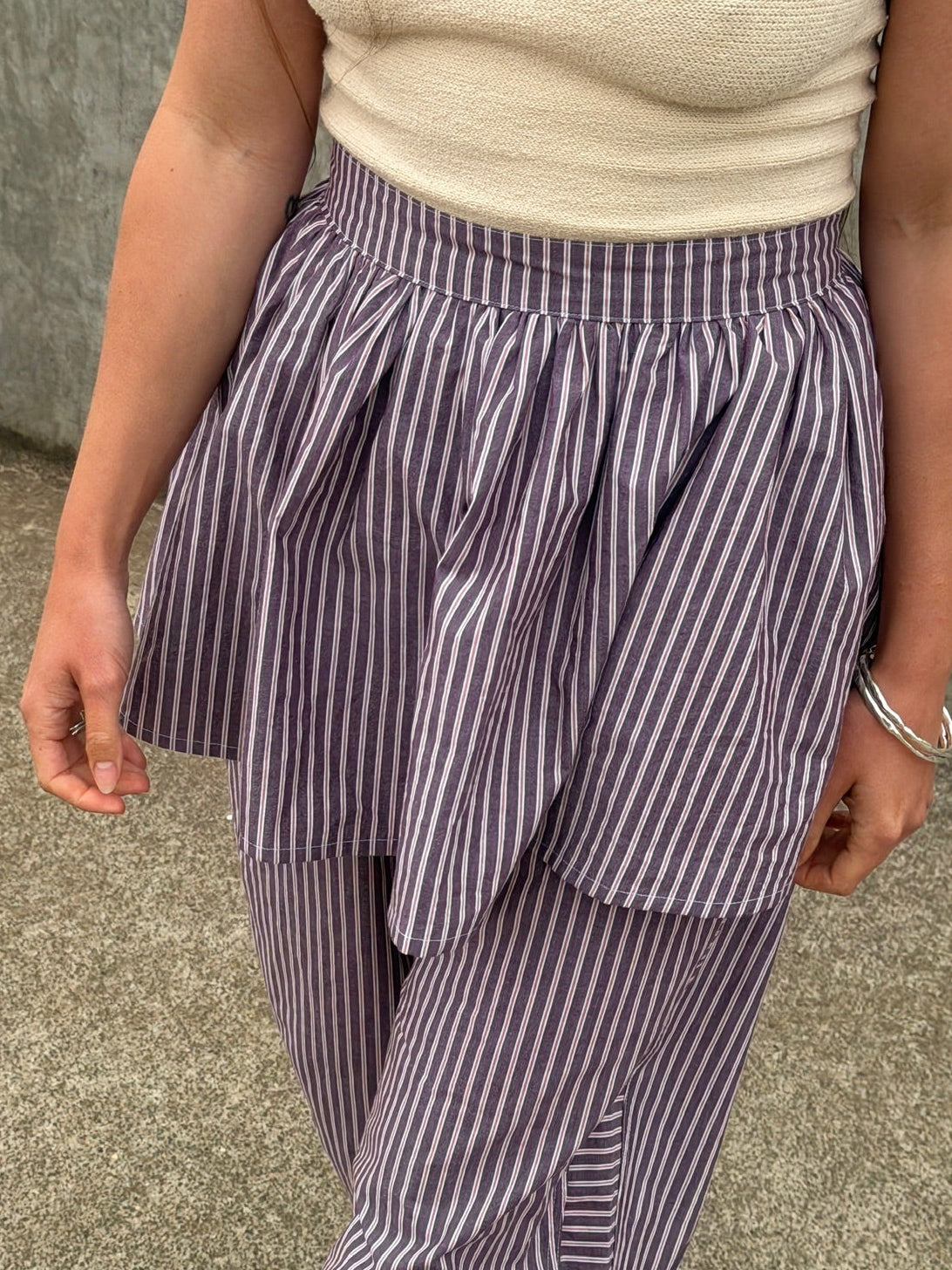 Peplum Skirt - Brown Stripe