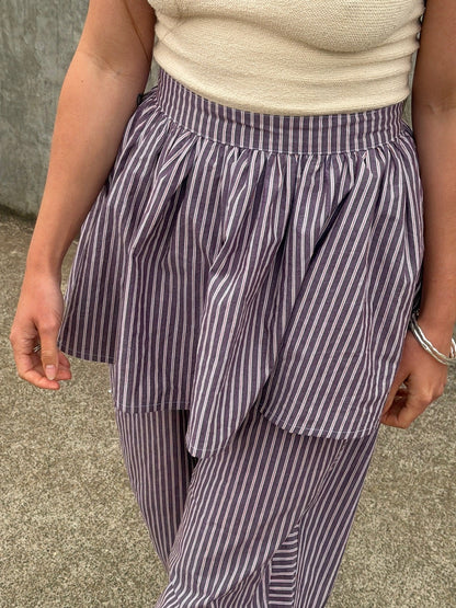 Peplum Skirt - Brown Stripe