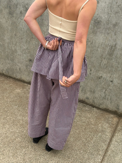 Peplum Skirt - Brown Stripe